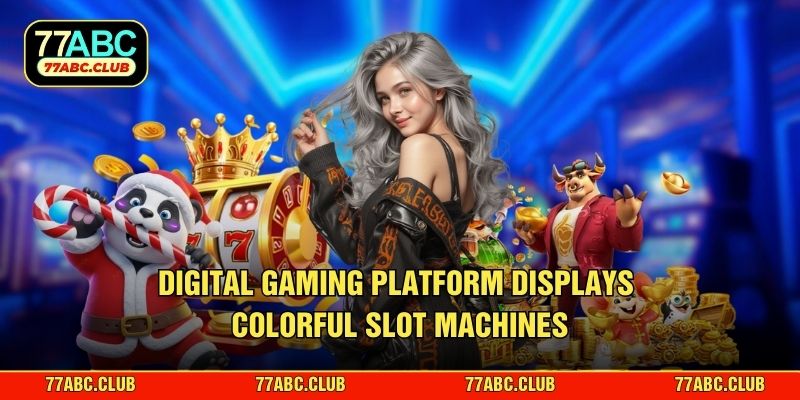 Digital gaming platform displays colorful slot machines