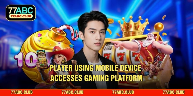 Player using mobile device accesses gaming platform